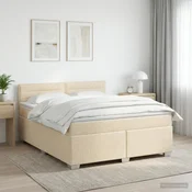 vidaXL Postelja boxspring z vzmetnico Krem 160 x 200 cm Blago