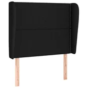 Vidaxl Vzglavje z ušesi črno 103x23x118/128 cm blago