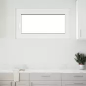 vidaXL Okno za klet RISOR Bela 110 x 50 cm PVC in steklo