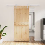 vidaXL Drsna vrata Naravna in bela 90 x 210 cm Masiven borov les