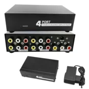 shumee CVBS razdelilnik 4 AV RCA cinch 4x1 razdelilnik adapter z DC 9V napajalnikom