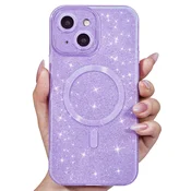 Bleščeč ovitek Mag za iPhone 13 - vijolična