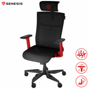 GENESIS ASTAT 700 gaming/uredska stolica, ergonomska, PureFlowPLUS™ tehnologija, ExoBase™ konstrukcija, CareGlide™ kotaci, podesiva visina/nagib, crno-crvena