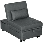 Homestar Sofa postelja stol nastavljiv naslon za hrbet 655x104x81 cm siva