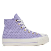 Modne superge Converse Chuck Taylor All Star Lift Platform Knit Kadin Mor A13644C Vijolična