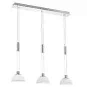 VISEČA SVETILKA 3xLED 3X6W, 3X460lm, JEKLO/NIKEL-MAT, ALABASTER BELO STEKLO MONTEFIO 93468