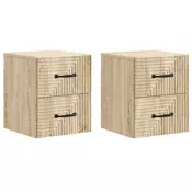 vidaXL Stenski nočni omarici 2 pcs Sonoma hrast 34,5 x 33 x 40 cm