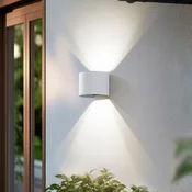 Lindby Smart LED zunanja stenska svetilka Dara, bela, okrogla, CCT RGB, Tuya - Sodobni - Aluminij