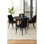 Hanah Home Set Trpezarijski sto i 4 stolice, Crni