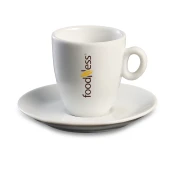Porcelanska skodelica s krožnikom Foodness 110 ml