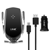 LINQ 15 W QI avtomobilsko držalo za pametni telefon, polnilnik za vžigalnik in kabel USB-C - LinQ, (20649919)