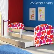 Djecji krevet ACMA s motivom, bocna sonoma + ladica 160x80 cm 25-sweet-hearts