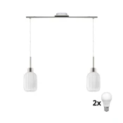 LED viseča lampa HARMA 2xE27/60W/230V matni krom/bela