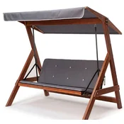Casa Padrino luxury Hollywood Swing gray/brown - Solid wood garden swing with sun roof - Garden furniture - Patio furniture - Outdoor furniture - Luxury furniture