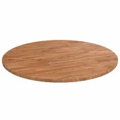 Vidaxl Okrogla mizna plošča svetlo rjava O50x1,5 cm trdna hrastovina