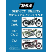 BSA C10-C10l-C11-C11g-C12 'Service Sheets' 1945-1958 for All Pre-Unit S.V. and O.H.V. Rigid, Spring Frame and Swing Arm Models