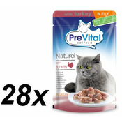 PreVital hrana za odrasle mačke Naturel, puran v želeju, 28 x 85 g