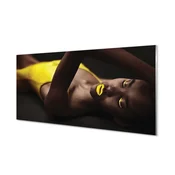 tulup.si Zidna obloga za kuhinju Ženska rumena usta 140x70 cm