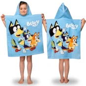 sarcia.eu Bluey Blagajna za bazen, HITRO ŠUČEČI pončo s kapuco za otroke ZA PLAŽO, 100% BOMBAŽ 50x115 cm OEKO-TEX