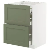 METOD / MAXIMERA Pod.elem.grej.ploca/2front/3fiok, bela/Axstad sivozelena, 60x60 cm