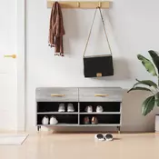 Vidaxl vidaXL Klop s prostorom za čevlje, siv hrast sonoma, 102x35x55 cm