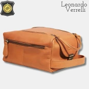 Moška usnjena toaletna torba Leonardo Verelli/CLUTCH/sv. rjava