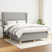 Greatstore Box spring posteljni z vzmetnico svetlo siv 140x190 cm blago