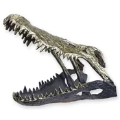 Casa Padrino luxury aluminum decorative sculpture crocodile skull silver/black 36 x 24.2 x H. 30 cm - Aluminum decorative figure - Living room decoration - Desk decoration