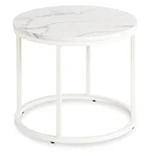 shumee Klubska mizica AGNES 53 cm, bela marmorna, moderna