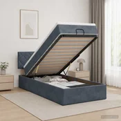 vidaXL Postelja s sklopko in vzmetnico Temno siva 90 x 200 cm Žamet