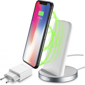 CellularLine brezžična polnilna postaja Wireless Fast Charger Stand Kit za iPhone, bela