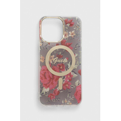 GUESS Maska za telefon PC/TPU Flowers IML MagSafe Compatible za iPhone 14 Pro Max Kaki