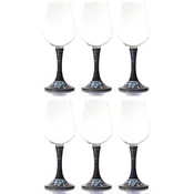 Casa Padrino luxury wine glass set of 6 black/multicolored H. 23.5 cm - Handmade & hand-painted wine glasses - Hotel & Restaurant Accessories - Luxury quality - Made in Italy