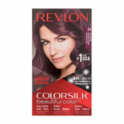 Revlon Colorsilk Beautiful Color Odtenek 34 deep burgundy Set barva za lase Colorsilk Beautiful Color 59,1 ml + razvijalec barve 59,1 ml + balzam 11,8 ml + rokavice za ženske