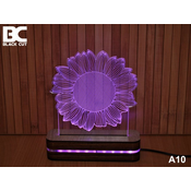 Black Cut 3D Lampa sa 9 razlicitih boja i daljinskim upravljacem - Cvet ( A10 )