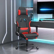 Vidaxl Masažni gaming stol z oporo za noge črno in rdeče blago