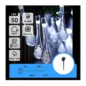 Aigostar - LED solarna dekorativna girlanda 50xLED/8 funkcija 12m IP65 hladno bela