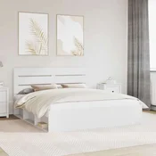 Vidaxl Konstrukcija postelje Bela 200 x 200 cm Masivno borovo les