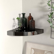 Plutajuca kutna polica visoki sjaj crna 25 x 25 x 3,8 cm MDF