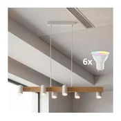 Brilagi - LED RGBW zatemljiv lestenec na kablu SELE 6xGU10/6,5W/230V bela/hrast