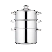 Set of multi-tiered stainless steel cooking pots for steam cooking - b