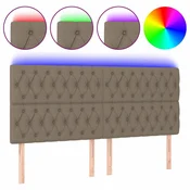 Vidaxl LED posteljno vzglavje taupe 200x7x118/128 cm blago