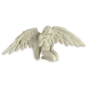 Casa Padrino resin decorative figure angel cream 37.6 x 13.2 x H. 13.8 cm - Elegant synthetic resin decorative sculpture - Desk decoration - Living room decoration