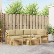 Set vanjskih sofa 7 pcs Bijela i bež Poliester