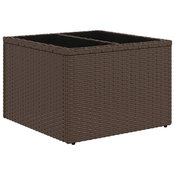 vidaXL vidaXL Vrtna miza s stekleno mizno ploščo rjava 55x55x37 cm poli ratan, (21830406)