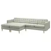 LANDSKRONA Sofa 4-sed i lenjivci, Gunnared svetlozelena/drvo