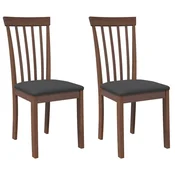 Vidaxl Jedilni stoli z blazinami 2 kosa Brown Solid Wood Rubber