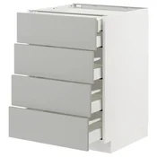 METOD / MAXIMERA Pod.elem.4fronta/2donj/3sred.fioke, bela/Havstorp svetlosiva, 60x60 cm