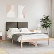 Vidaxl Posteljni okvir z oblazinjenim vzglavjem Taupe 135 x 190 cm
