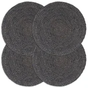 Vidaxl Pogrinjki 4 kosi temno sivi 38 cm okrogli iz jute